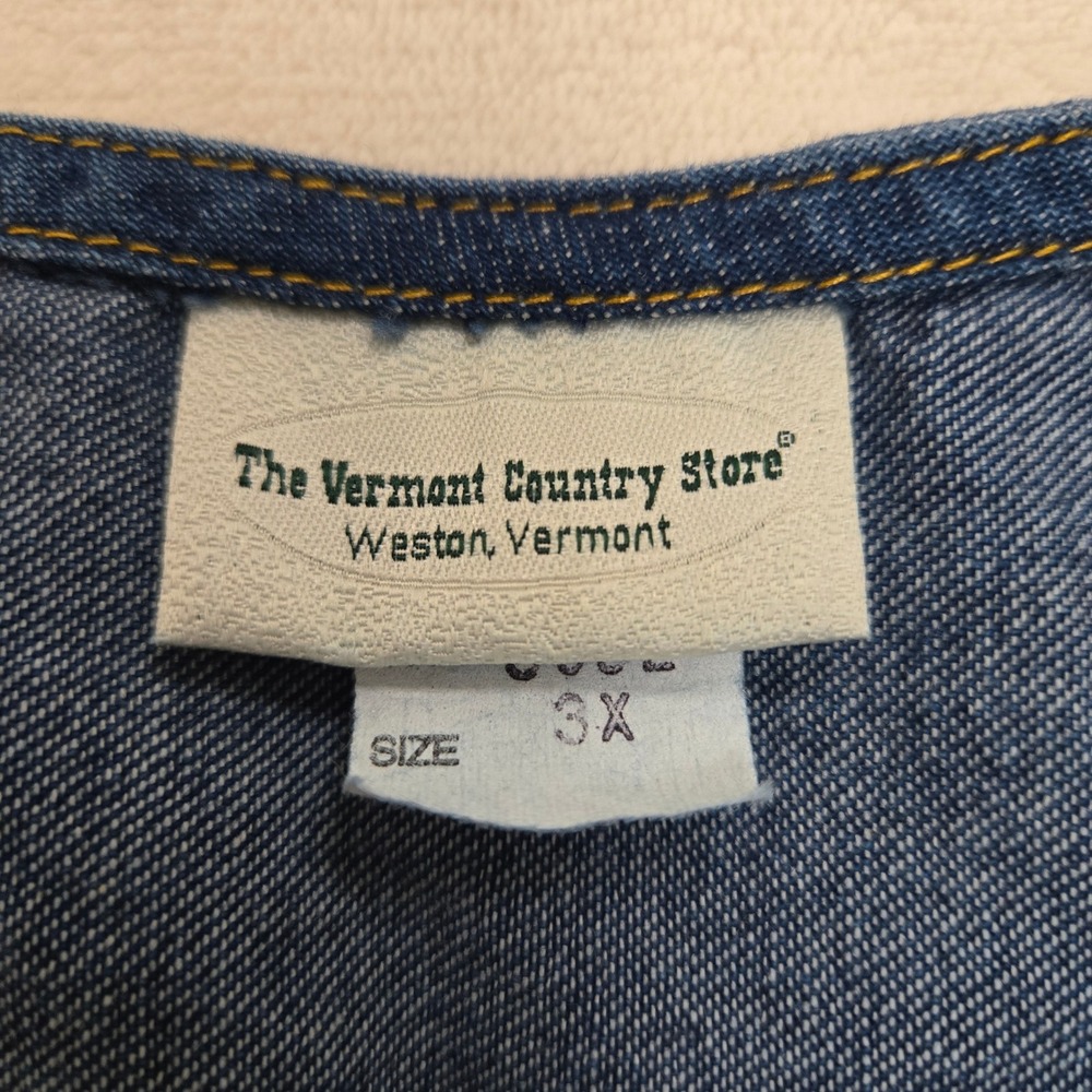 Vermont Country Store Denim Jumper Dress Womens 3X Blue Cotton Henley Pocket USA - Picture 6 of 8